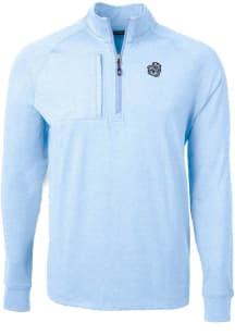 Cutter and Buck Michigan Wolverines Mens Light Blue Adapt Heathered Long Sleeve Qtr Zip Pullover