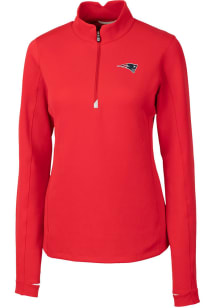 Cutter and Buck New England Patriots Womens Red Traverse Qtr Zip