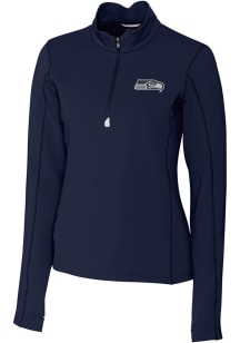 Cutter and Buck Seattle Seahawks Womens Navy Blue Traverse Qtr Zip