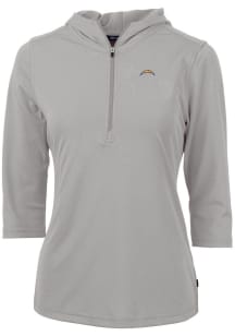 Cutter and Buck Los Angeles Chargers Womens Grey Virtue Eco Pique Hooded Sweatshirt