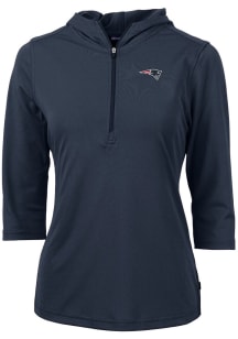 Cutter and Buck New England Patriots Womens Navy Blue Virtue Eco Pique Hooded Sweatshirt