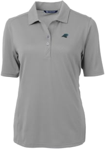 Cutter and Buck Carolina Panthers Womens Grey Virtue Eco Pique Short Sleeve Polo Shirt