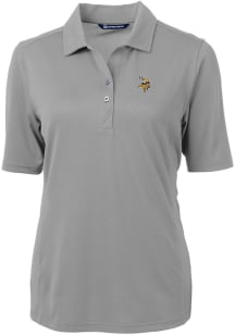 Cutter and Buck Minnesota Vikings Womens Grey Virtue Eco Pique Short Sleeve Polo Shirt