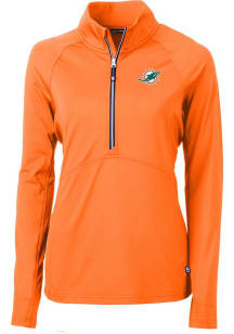 Cutter and Buck Miami Dolphins Womens Orange Adapt Eco Qtr Zip