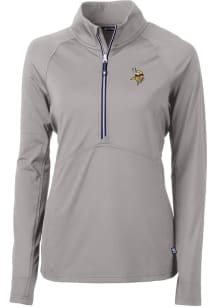 Cutter and Buck Minnesota Vikings Womens Grey Adapt Eco Qtr Zip