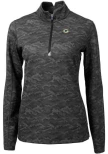 Cutter and Buck Green Bay Packers Womens Black Traverse Camo Qtr Zip