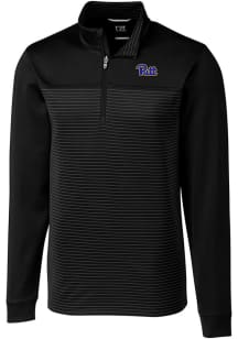 Cutter and Buck Pitt Panthers Mens Black Traverse Stripe Stretch Big and Tall Qtr Zip