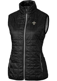 Cutter and Buck New Orleans Saints Womens Black Rainier PrimaLoft Vest