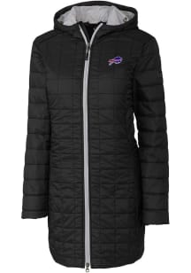 Cutter and Buck Buffalo Bills Womens Black Rainier PrimaLoft Long Filled Jacket
