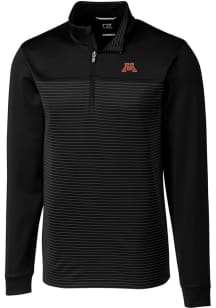 Cutter and Buck Minnesota Golden Gophers Mens Black Traverse Stripe Stretch Big and Tall Qtr Zip