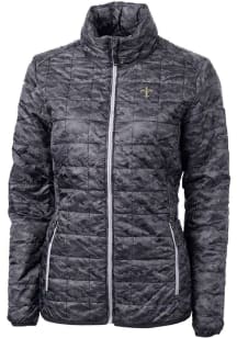Cutter and Buck New Orleans Saints Womens Black Rainier PrimaLoft Printed Filled Jacket