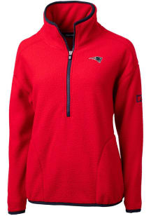 Cutter and Buck New England Patriots Womens Red Cascade Sherpa Qtr Zip
