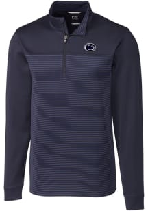 Cutter and Buck Penn State Nittany Lions Mens Navy Blue Traverse Stripe Stretch Big and Tall Qtr Z..