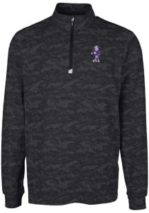 Cutter and Buck K-State Wildcats Mens Black Willie Traverse Camo Big and Tall Qtr Zip