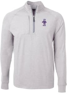 Cutter and Buck K-State Wildcats Mens Grey Adapt Eco Vault Big and Tall Qtr Zip
