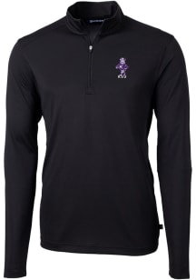 Cutter and Buck K-State Wildcats Mens Black Willie Virtue Eco Pique Big and Tall Qtr Zip