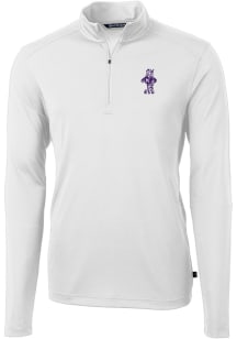 Cutter and Buck K-State Wildcats Mens White Virtue Eco Pique Willie Big and Tall Qtr Zip