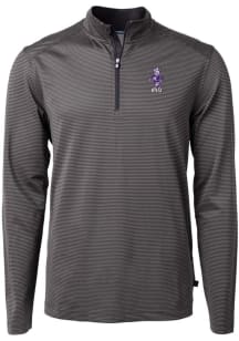 Cutter and Buck K-State Wildcats Mens Black Vault Virtue Eco Pique Stripe Big and Tall Qtr Zip