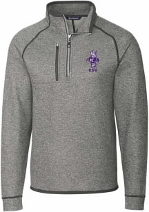 Cutter and Buck K-State Wildcats Mens Grey Mainsail Willie Big and Tall Qtr Zip