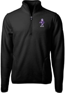 Cutter and Buck K-State Wildcats Mens Black Cascade Sherpa Willie Big and Tall Qtr Zip