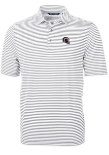Cutter and Buck Los Angeles Rams Grey Helmet Virtue Eco Pique Stripe Big and Tall Polo