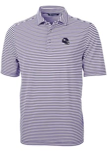 Cutter and Buck Minnesota Vikings Purple Helmet Virtue Eco Pique Stripe Big and Tall Polo