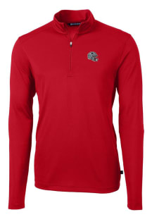 Cutter and Buck New England Patriots Mens Red Helmet Virtue Eco Pique Big and Tall Qtr Zip