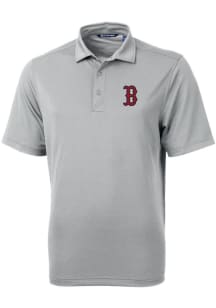 Cutter and Buck Boston Red Sox Mens Grey Virtue Eco Pique Short Sleeve Polo