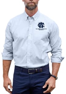 Cutter and Buck George Washington Revolutionaries Mens Light Blue Vault Stretch Oxford Stripe Big..