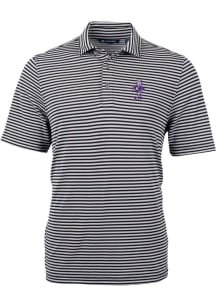 Cutter and Buck K-State Wildcats Black Vault Virtue Eco Pique Stripe Big and Tall Polo