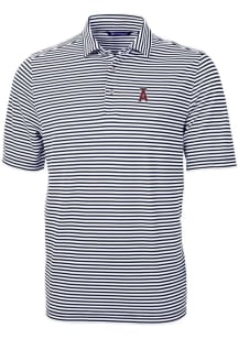 Cutter and Buck Los Angeles Angels Mens Navy Blue Virtue Eco Pique Stripe Short Sleeve Polo