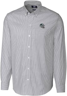 Cutter and Buck Carolina Panthers Mens Charcoal Helmet Stretch Oxford Stripe Big and Tall Dress Sh..