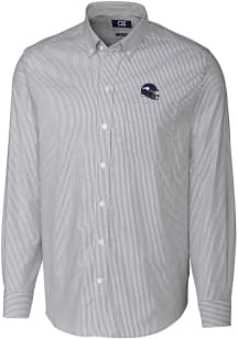 Cutter and Buck Minnesota Vikings Mens Charcoal Helmet Stretch Oxford Stripe Big and Tall Dress Sh..