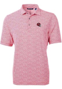 Cutter and Buck Kansas City Chiefs Mens Red Helmet Virtue Eco Pique Botanical Short Sleeve Polo