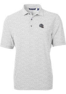 Cutter and Buck New England Patriots Mens Grey Helmet Virtue Eco Pique Botanical Short Sleeve Polo