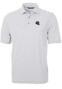 Cutter and Buck Jacksonville Jaguars Mens Grey Helmet Virtue Eco Pique Stripe Short Sleeve Polo
