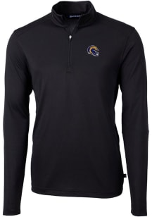 Cutter and Buck Los Angeles Rams Mens Black Helmet Virtue Eco Pique Long Sleeve Qtr Zip Pullover