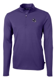 Cutter and Buck Minnesota Vikings Mens Purple Helmet Virtue Eco Pique Long Sleeve Qtr Zip Pullover
