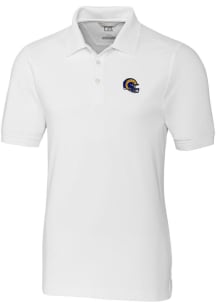 Cutter and Buck Los Angeles Rams Mens White Helmet Advantage Short Sleeve Polo