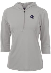 Cutter and Buck Minnesota Vikings Womens Grey Helmet Virtue Eco Pique Hooded Sweatshirt