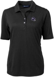 Cutter and Buck Minnesota Vikings Womens Black Helmet Virtue Eco Pique Short Sleeve Polo Shirt