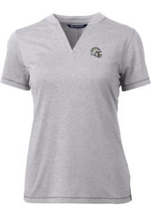 Cutter and Buck Los Angeles Chargers Womens Grey Helmet Forge Short Sleeve T-Shirt