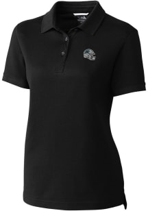 Cutter and Buck Carolina Panthers Womens Black Helmet Advantage Short Sleeve Polo Shirt