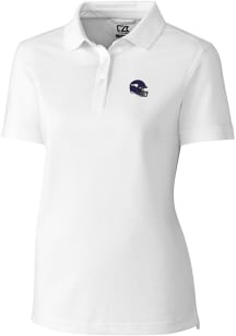 Cutter and Buck Minnesota Vikings Womens White Helmet Advantage Short Sleeve Polo Shirt