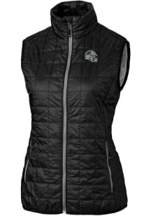 Cutter and Buck Carolina Panthers Womens Black Helmet Rainier PrimaLoft Vest
