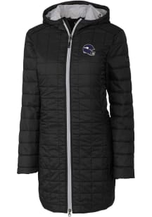 Cutter and Buck Minnesota Vikings Womens Black Helmet Rainier PrimaLoft Long Filled Jacket
