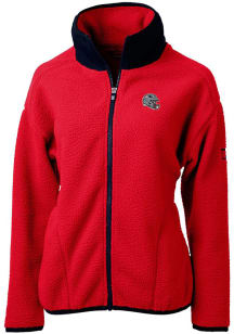 Cutter and Buck New England Patriots Womens Red Helmet Cascade Sherpa Long Sleeve Full Zip Jacket