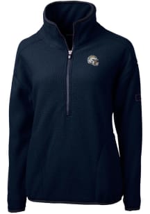 Cutter and Buck Los Angeles Chargers Womens Navy Blue Helmet Cascade Sherpa Qtr Zip