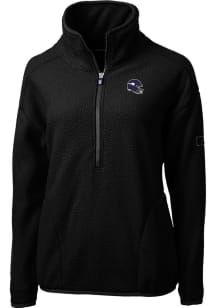 Cutter and Buck Minnesota Vikings Womens Black Helmet Cascade Sherpa Qtr Zip