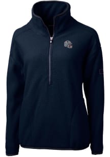 Cutter and Buck New England Patriots Womens Navy Blue Helmet Cascade Sherpa Qtr Zip